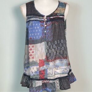 Hope & Harlow Multicolored Sleeveless Peasant Top